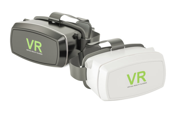 一套虚拟现实眼镜，3D渲染隔离在白色背景图片下载