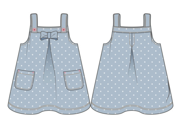 浅蓝色牛仔背心裙与圆点图案图片下载