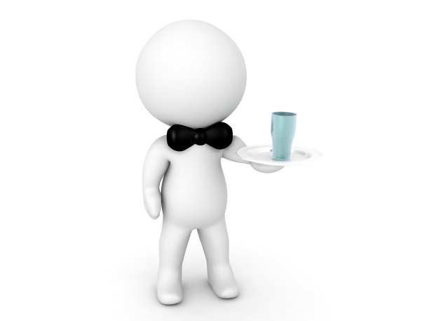 3D角色打扮成服务员拿着饮料图片下载