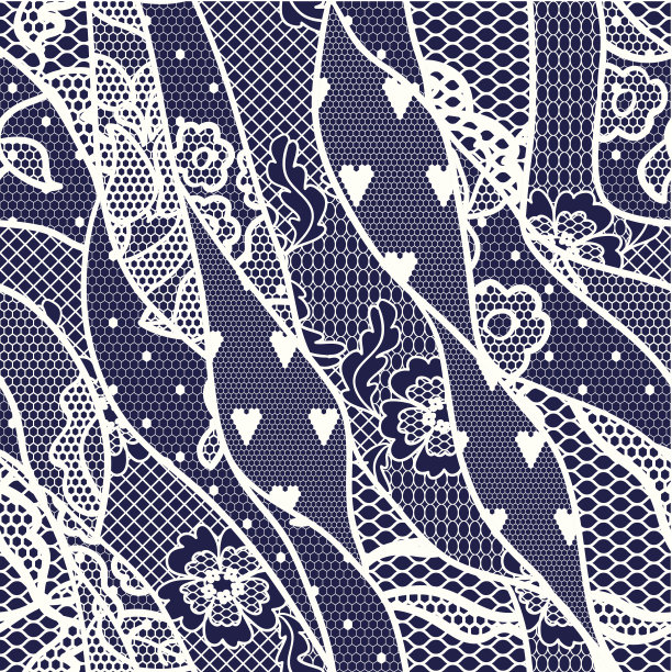 花边无缝图案与花素材图片