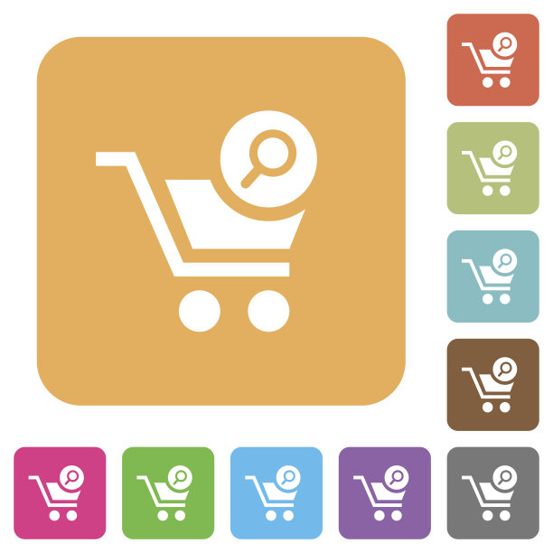 搜索购物车项目圆角方形平面图标图片下载