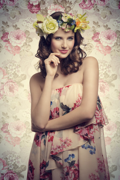 花香风格的浪漫女孩图片下载