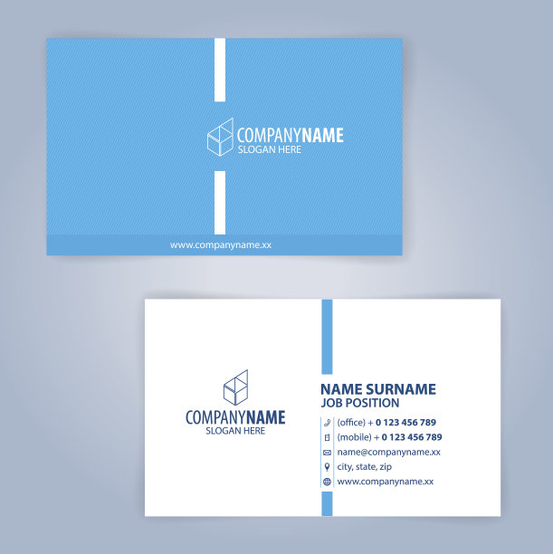 蓝白色现代名片模板图片下载