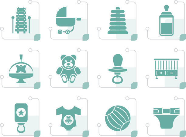 程式化的儿童，婴儿和婴儿网上商店图标图片下载