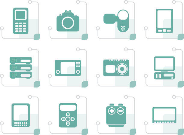 程式化的技术，媒体和电子图标图片下载