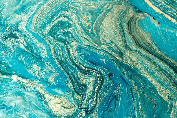 海蓝宝石大理石花纹纹理。创意背景与抽象油画裂缝，手工表面。液体涂料。图片下载