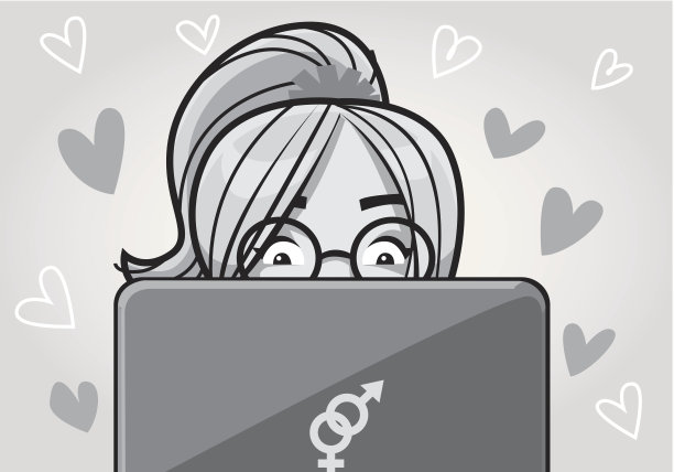 女孩电脑的心图片下载