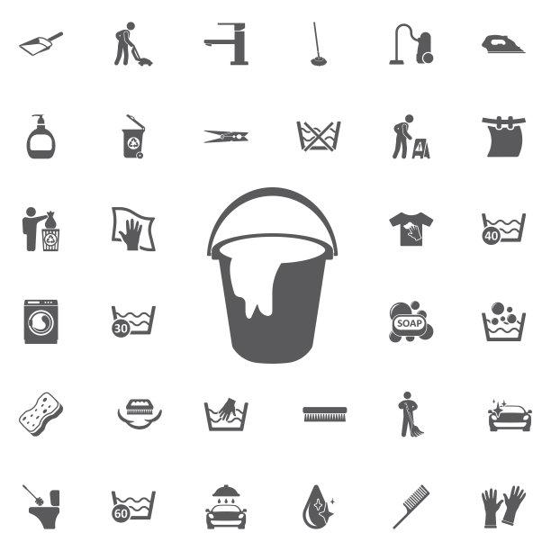 水桶和破布图标。图片下载