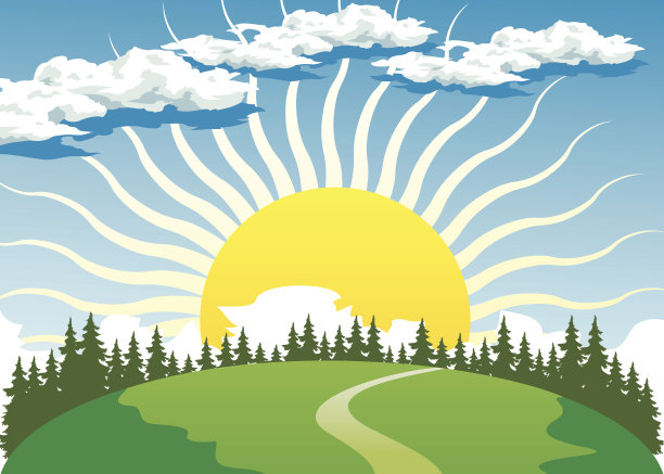 乡村景观与阳光图片下载