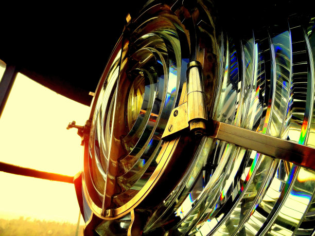 灯塔菲涅耳透镜的特写图片下载