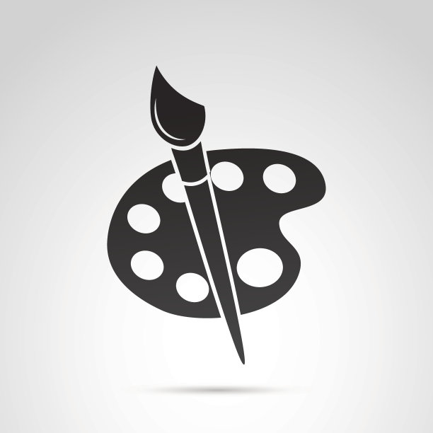 油漆刷图标隔离在白色背景。图片下载