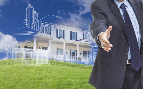 男人伸手与鬼屋握手图片下载