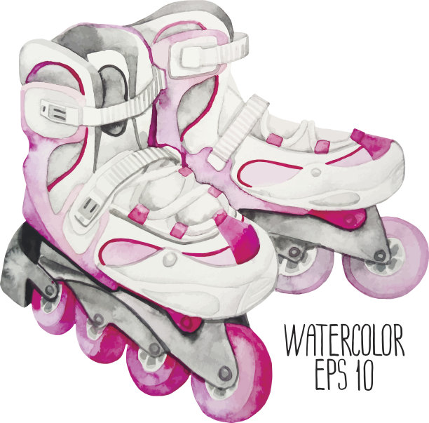 水彩溜冰鞋图片下载