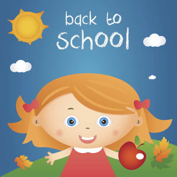 卡通插图的快乐小女孩图片下载