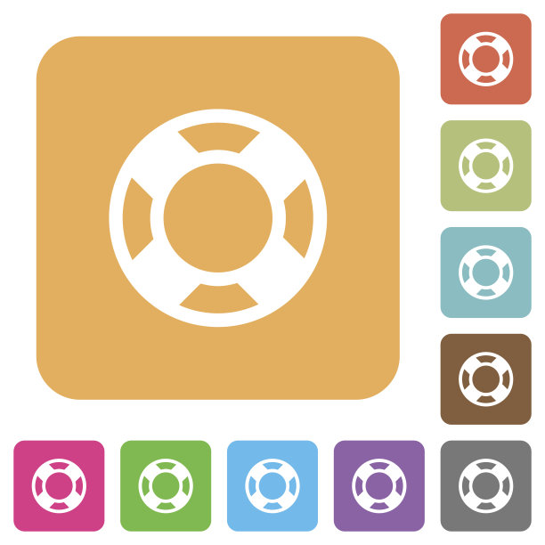 救生工具圆角正方形平面图标图片下载