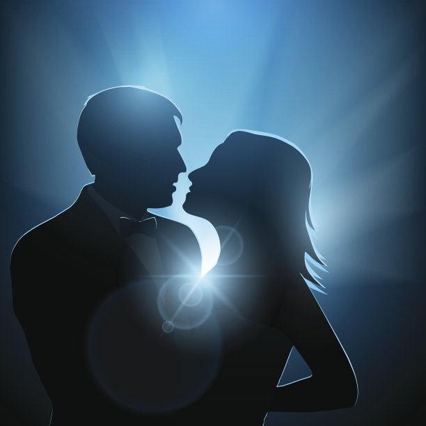 浪漫情侣剪影素材图片