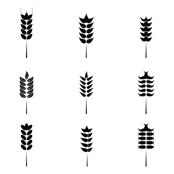 谷物图标设置大米，小麦。图片下载