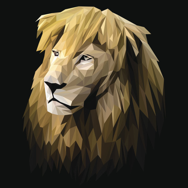 狮子低聚设计。三角形矢量插图。图片下载