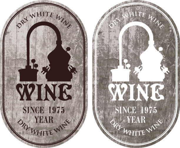 一套葡萄酒的标签与生产的葡萄酒图片下载