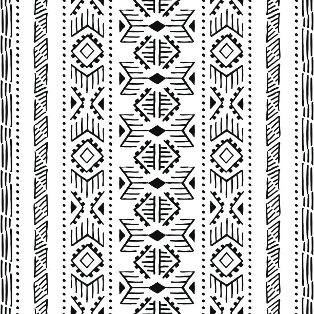 民族无缝模式。垂直方向。素材图片