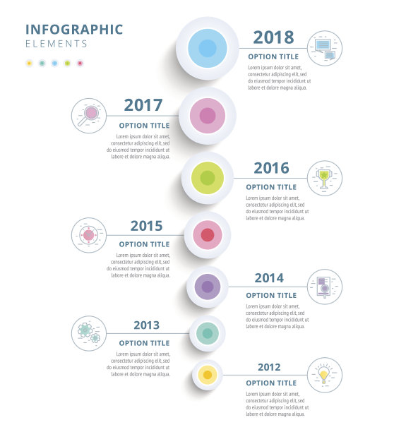 简洁简约的业务5步流程图信息图。明亮的企业图形元素。公司演示幻灯片模板。现代矢量信息图形布局设计。图片下载