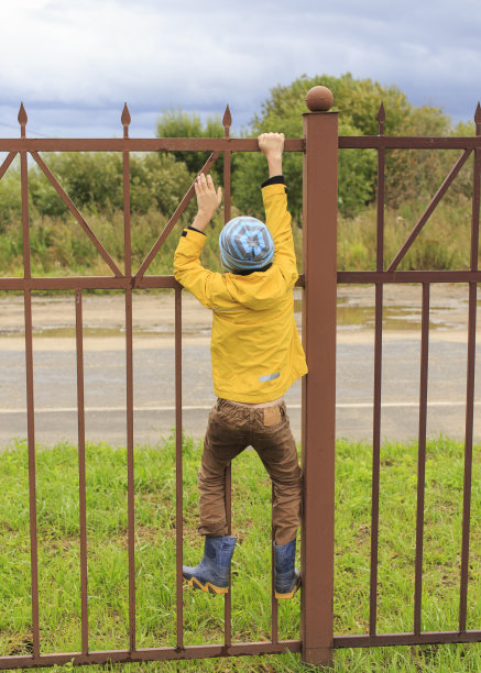 篱笆上的男孩图片下载