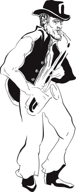 男人玩萨克斯风。图片下载