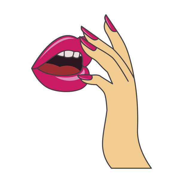 红唇和指甲。化妆和化妆品，矢量插图图片下载