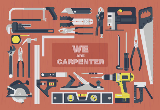 我们是木工，家庭工具的平面元素图片下载