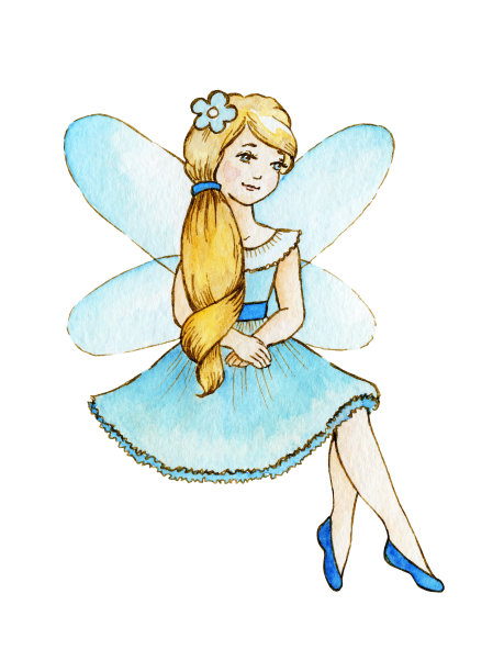可爱魔法小仙女水彩插画儿童剪贴画图片下载