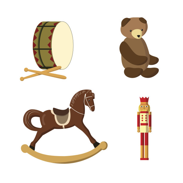 一套彩色复古圣诞玩具素材图片