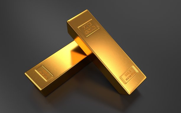 黑色背景上的金条图片下载