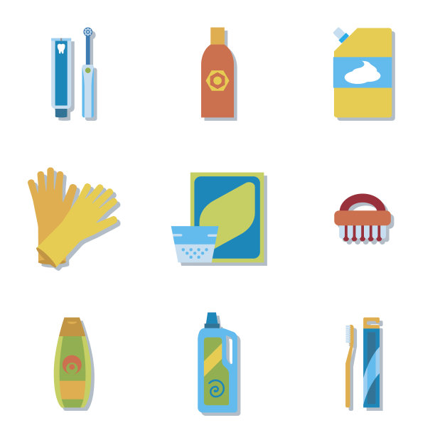 家用化学品和清洁用品瓶子矢量平面图标图片下载