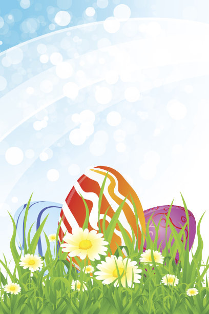 草地上的复活节彩蛋图片下载