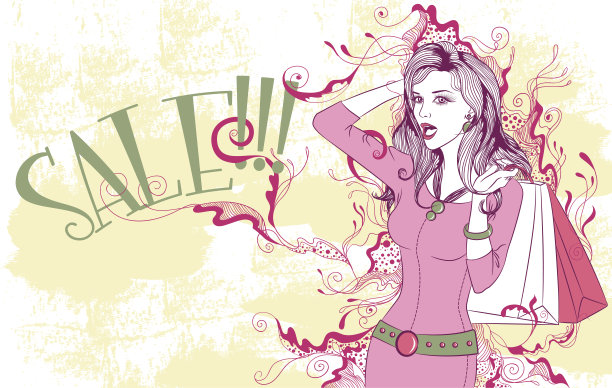 惊讶的年轻女子与购物袋图片下载