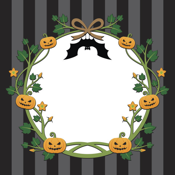 万圣节南瓜边界设计在条纹背景图片下载