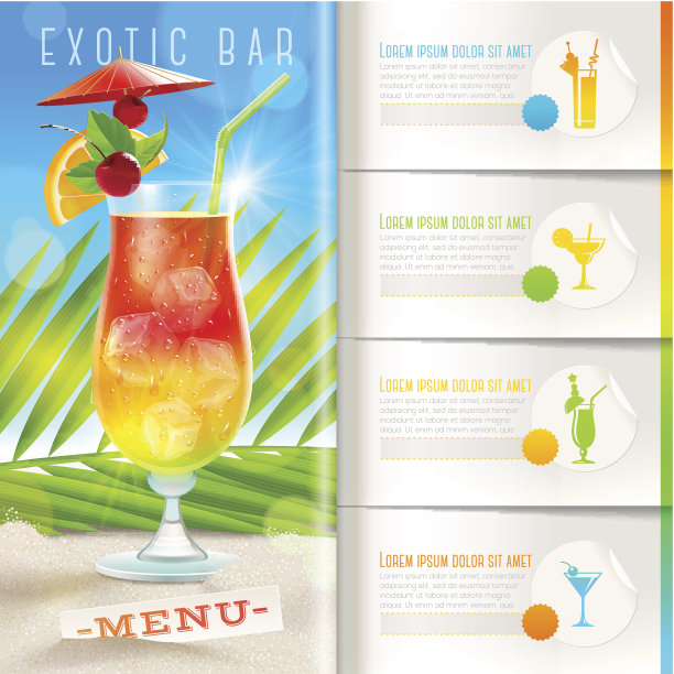 设计模板与信息图表元素-热带海滩酒吧菜单图片下载
