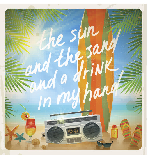 复古图片以热带海滩和夏天的说法图片下载