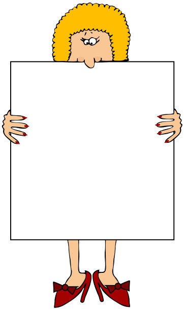 拿着一个大的空白标志的女人图片下载
