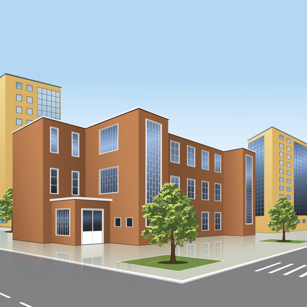 带有入口和反射的办公楼图片下载