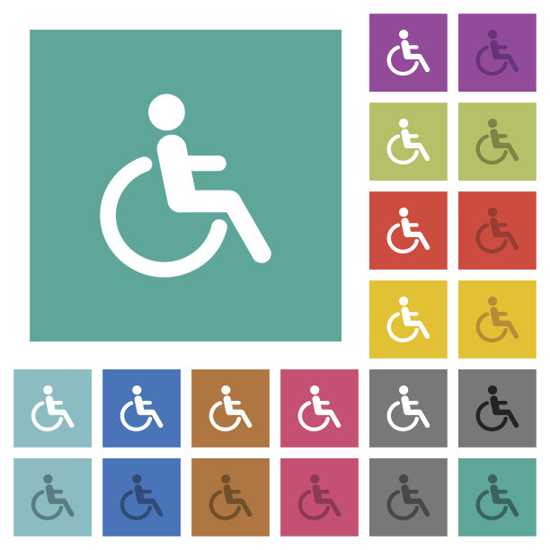 残疾方形的多色图标图片下载