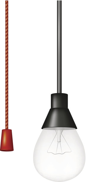 悬挂式灯泡，红色软线开关图片下载