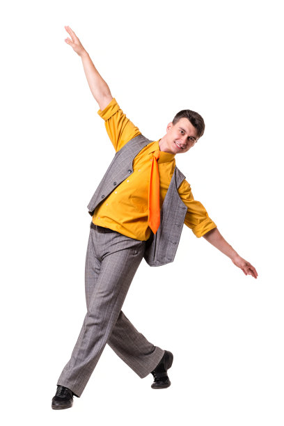 一个全身都在跳舞的商人被孤立在白色图片下载
