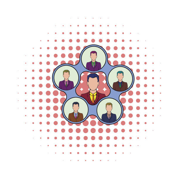 团队管理图标，漫画风格图片下载