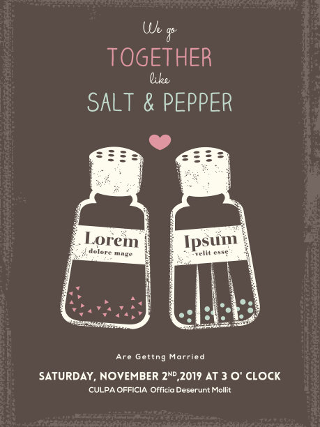 可爱的椒盐婚礼请帖模板图片下载