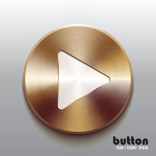 青铜播放按钮与白色符号图片下载