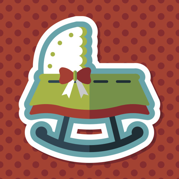 婴儿摇篮床与长影子的图标，eps10图片下载