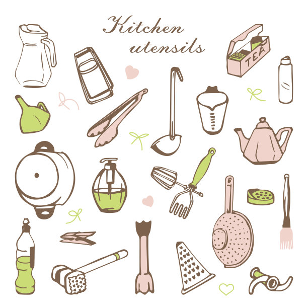 带有厨房架子和烹饪用具的时尚卡片图片下载