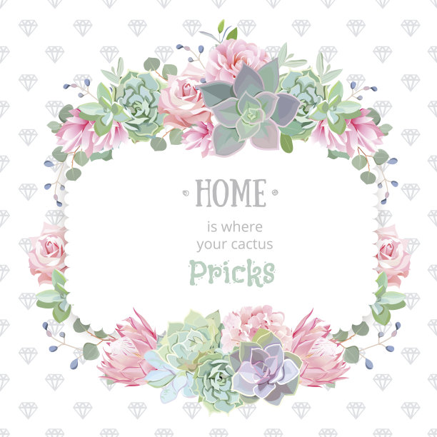 绿色多彩的多肉矢量设计方形框架素材图片