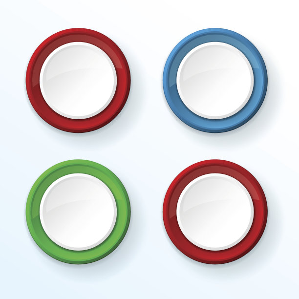 带有彩色边框的白色按钮素材图片